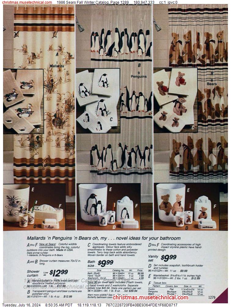 1986 Sears Fall Winter Catalog, Page 1289