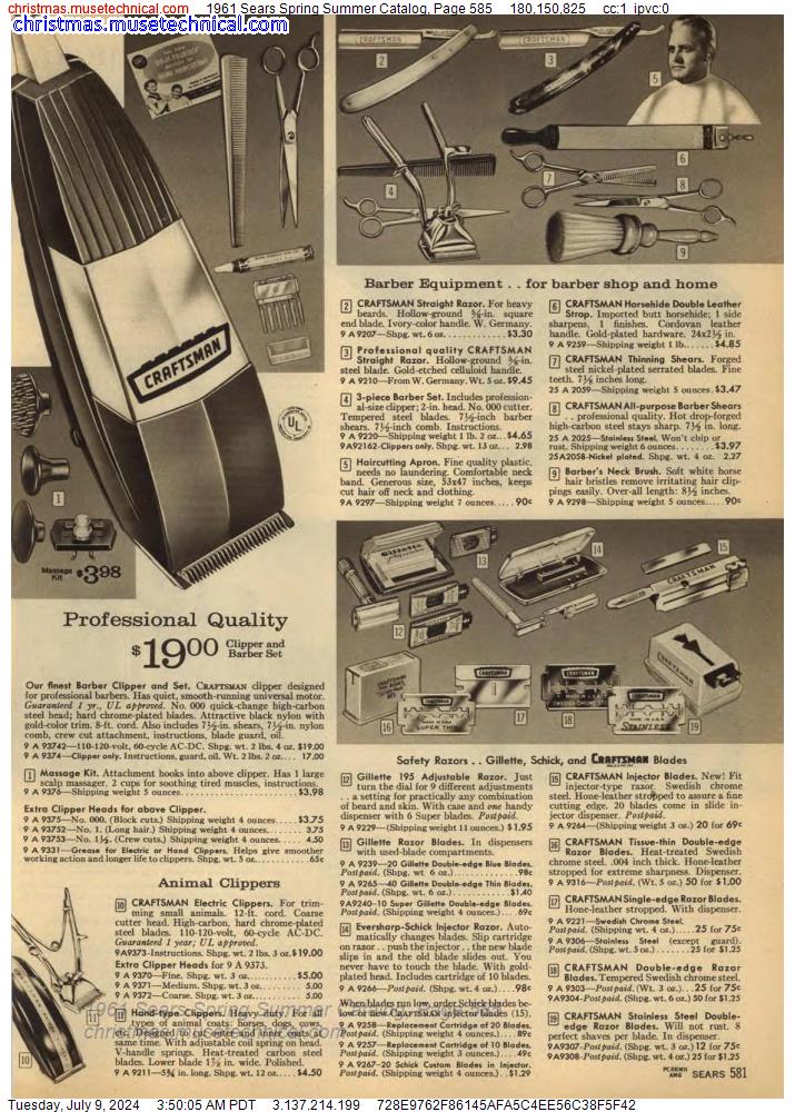 1961 Sears Spring Summer Catalog, Page 585