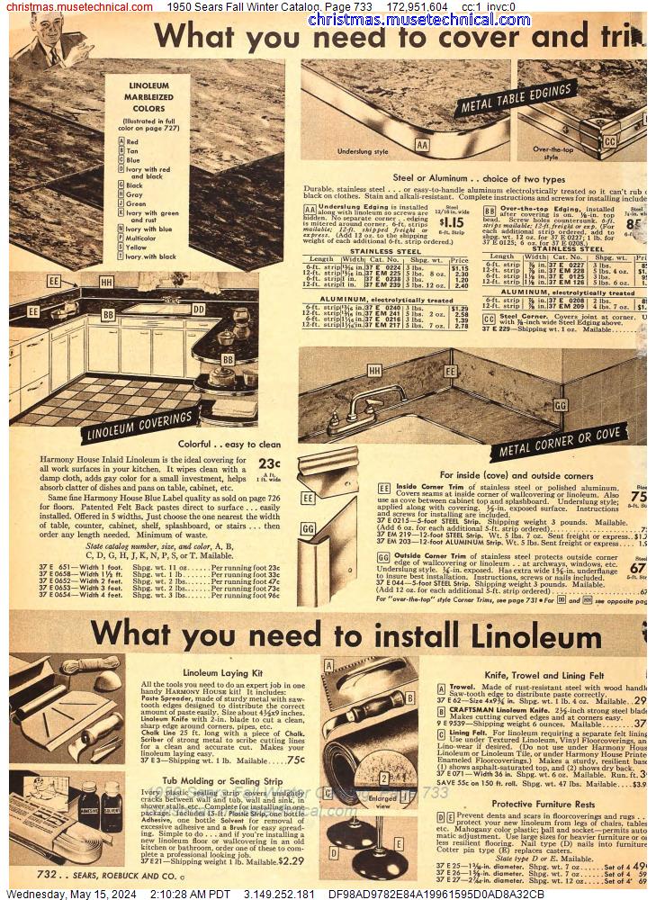 1950 Sears Fall Winter Catalog, Page 733
