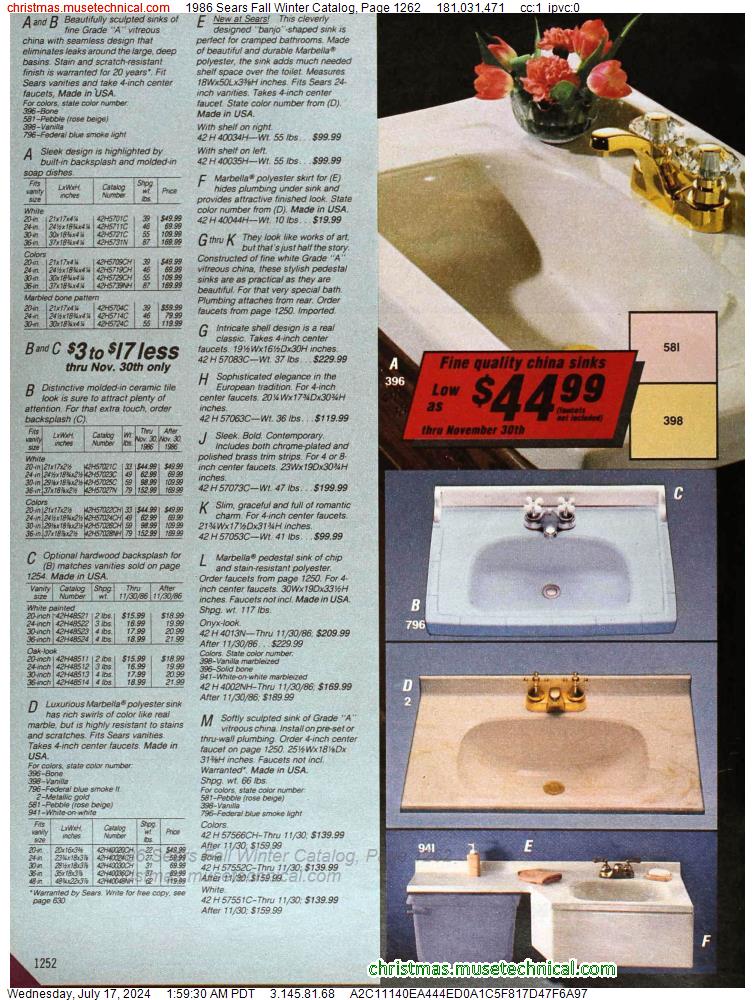 1986 Sears Fall Winter Catalog, Page 1262