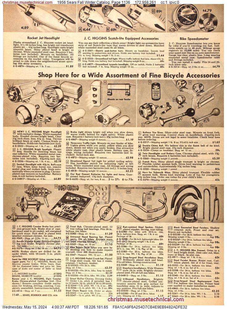 1956 Sears Fall Winter Catalog, Page 1136