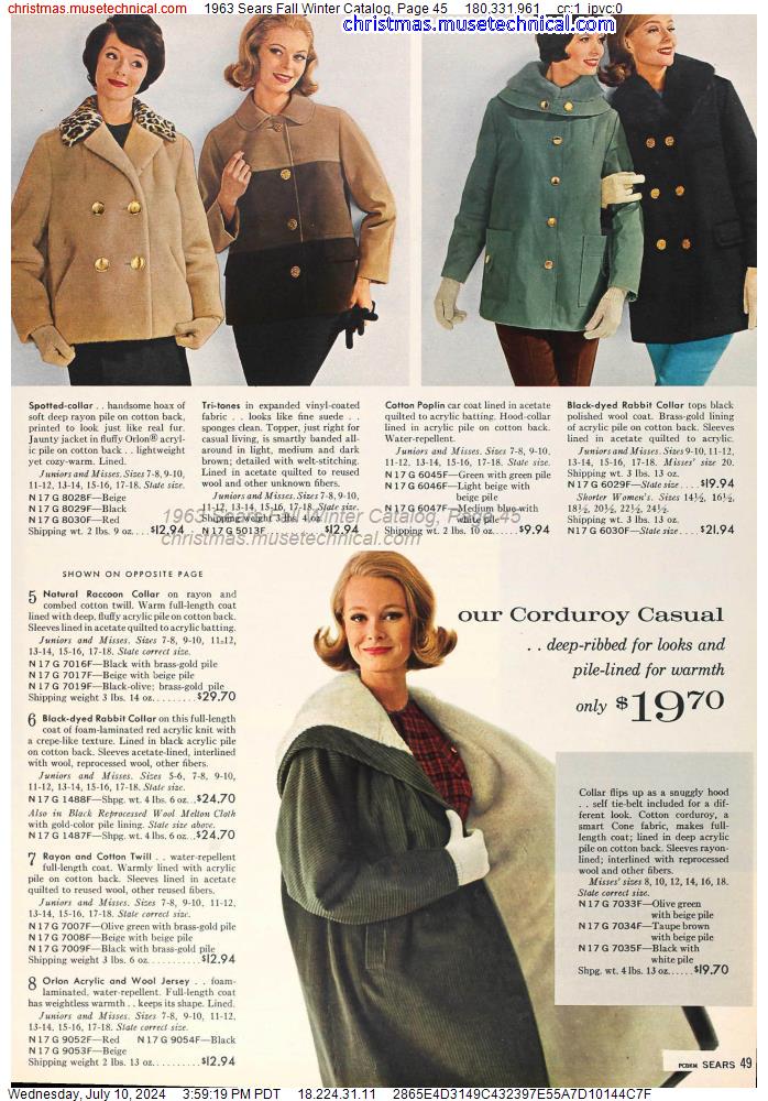 1963 Sears Fall Winter Catalog, Page 45