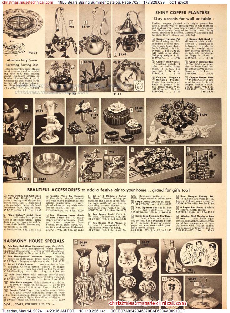 1950 Sears Spring Summer Catalog, Page 702