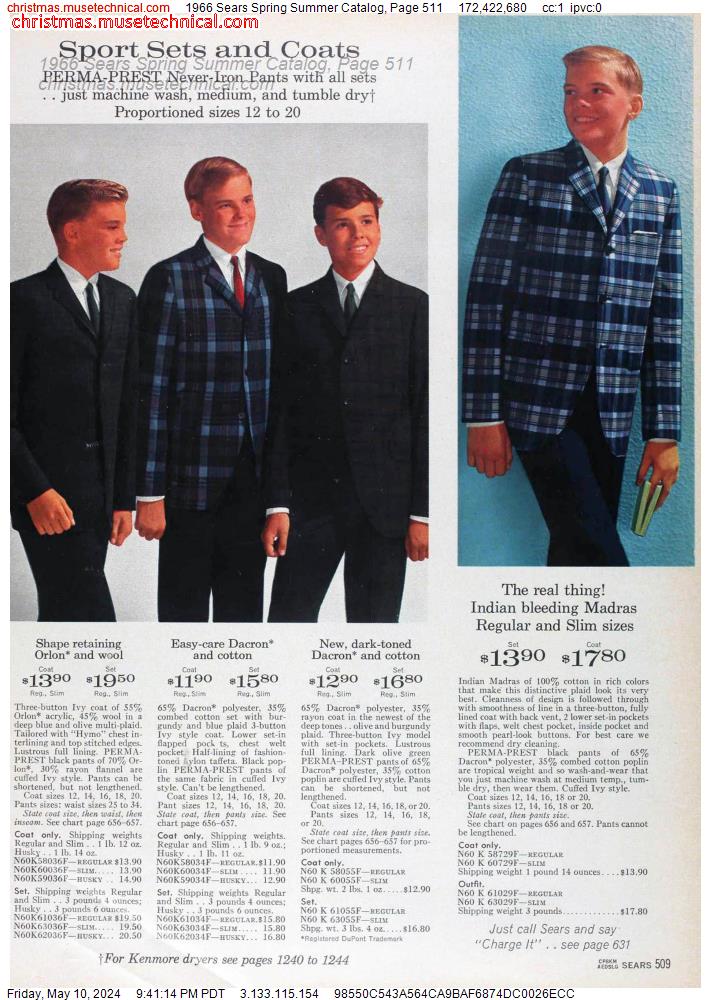 1966 Sears Spring Summer Catalog, Page 511