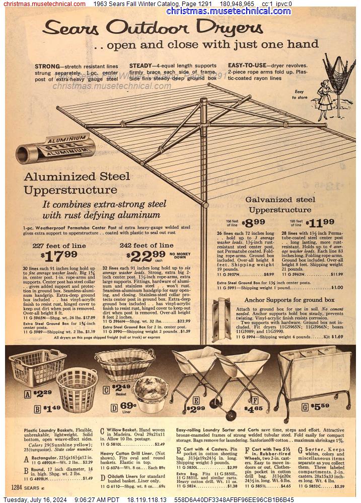 1963 Sears Fall Winter Catalog, Page 1291