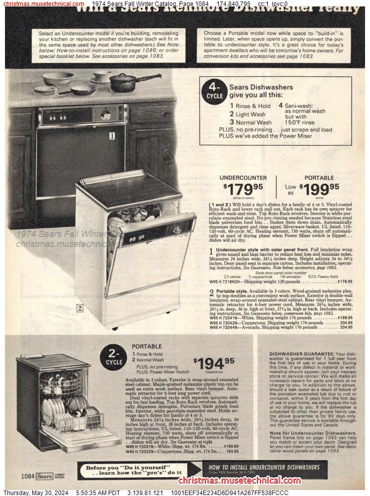 1974 Sears Fall Winter Catalog, Page 1084