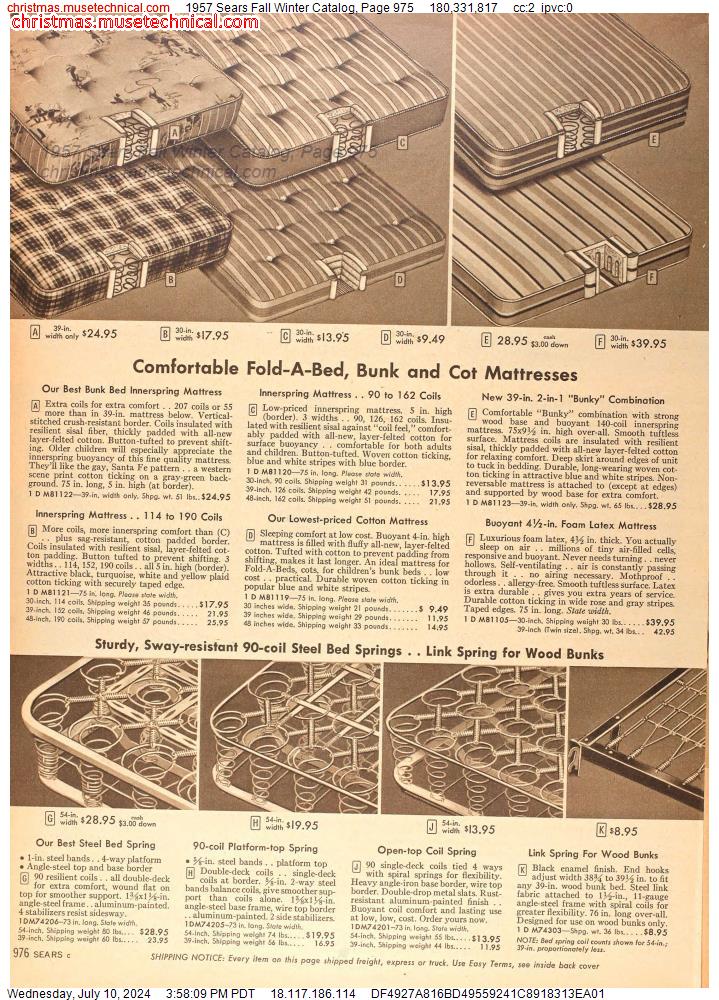 1957 Sears Fall Winter Catalog, Page 975