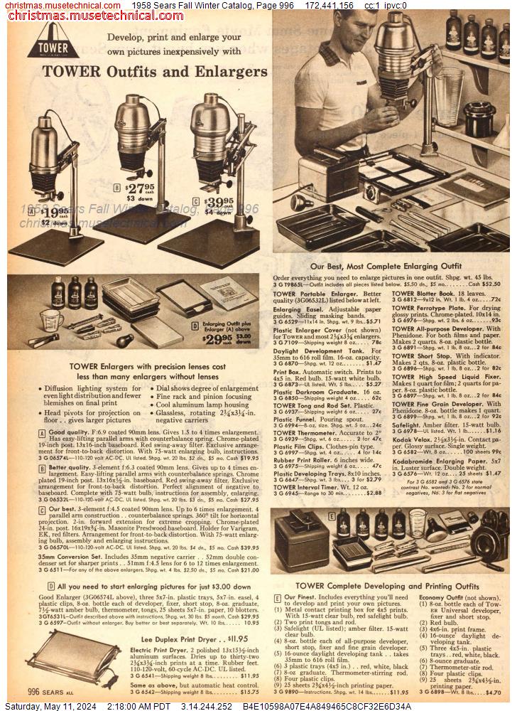 1958 Sears Fall Winter Catalog, Page 996