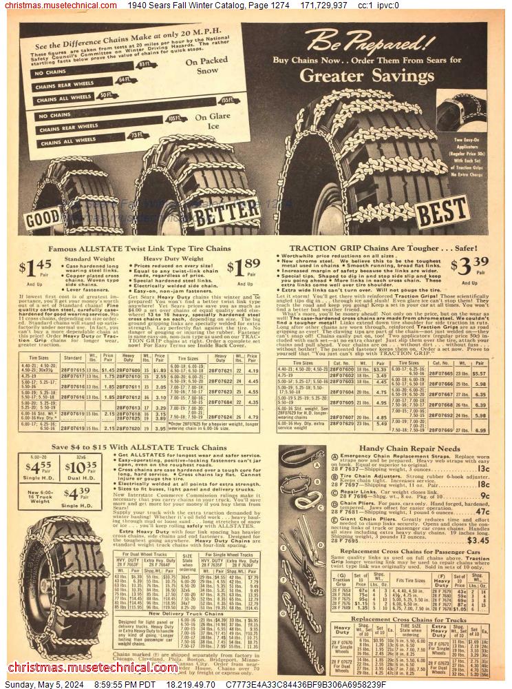 1940 Sears Fall Winter Catalog, Page 1274