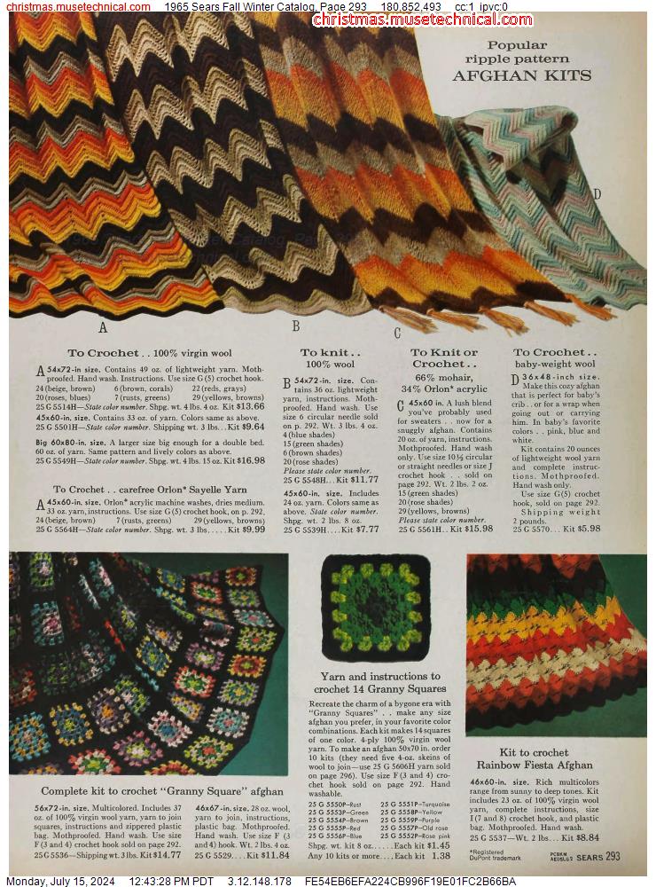1965 Sears Fall Winter Catalog, Page 293