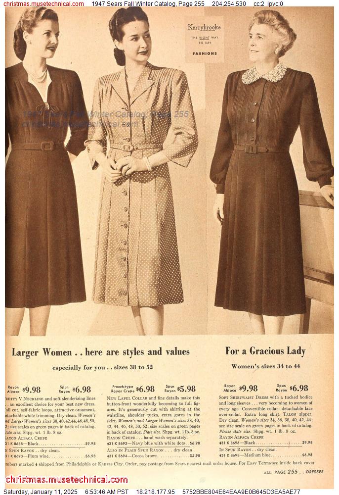 1947 Sears Fall Winter Catalog, Page 255