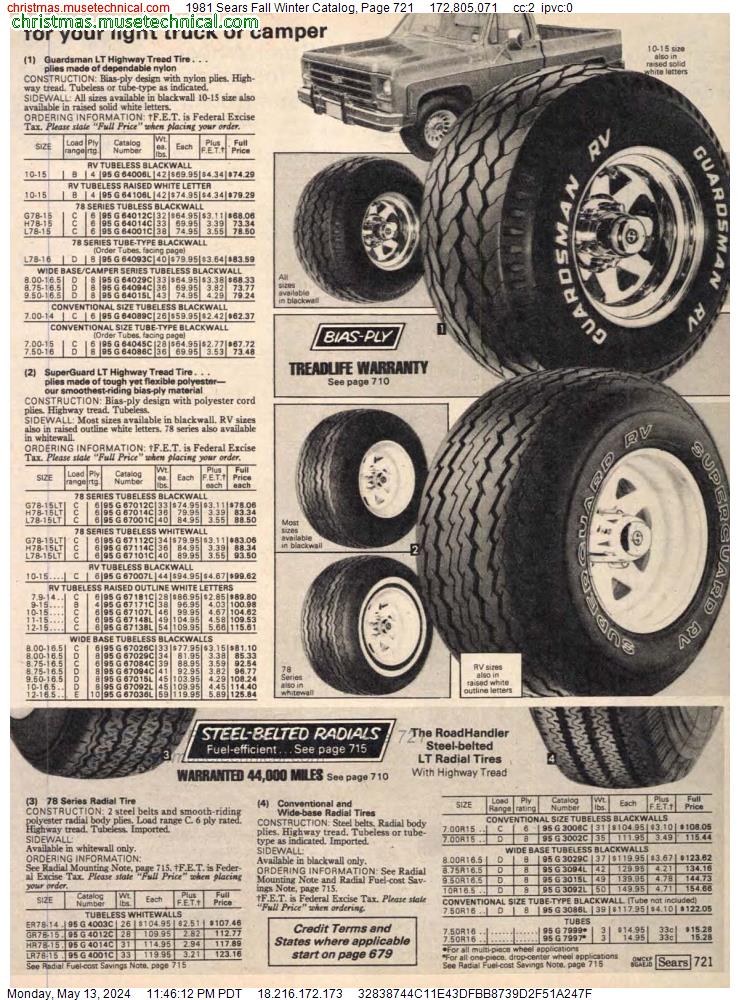 1981 Sears Fall Winter Catalog, Page 721