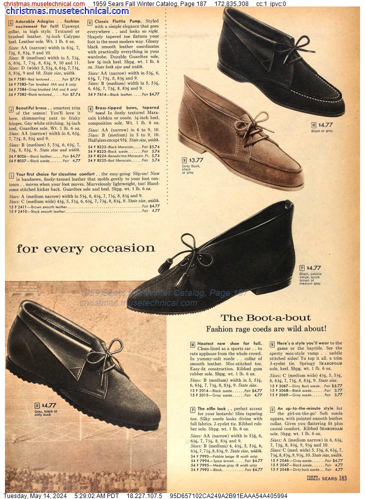 1959 Sears Fall Winter Catalog, Page 187