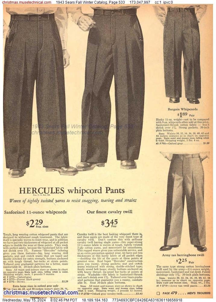 1943 Sears Fall Winter Catalog, Page 533