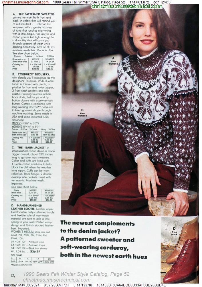 1990 Sears Fall Winter Style Catalog, Page 52