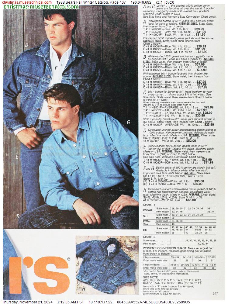 1988 Sears Fall Winter Catalog, Page 407