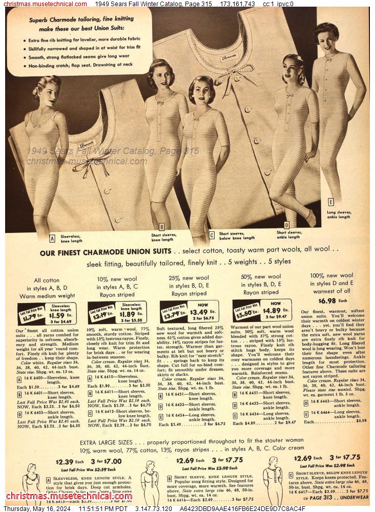 1949 Sears Fall Winter Catalog, Page 315