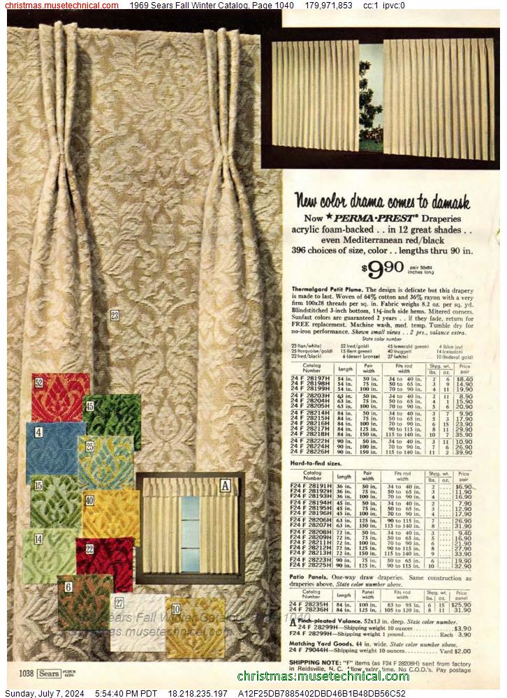 1969 Sears Fall Winter Catalog, Page 1040