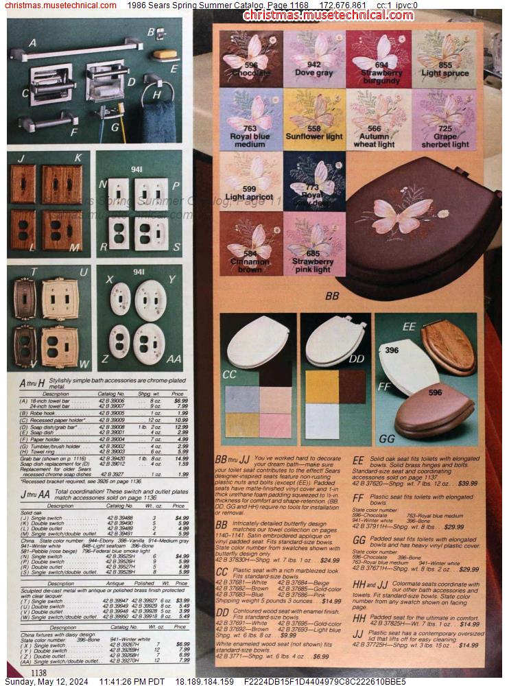 1986 Sears Spring Summer Catalog, Page 1168