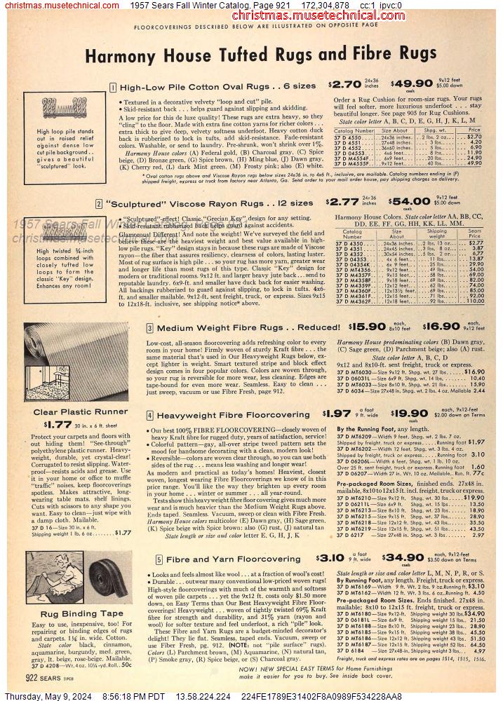 1957 Sears Fall Winter Catalog, Page 921