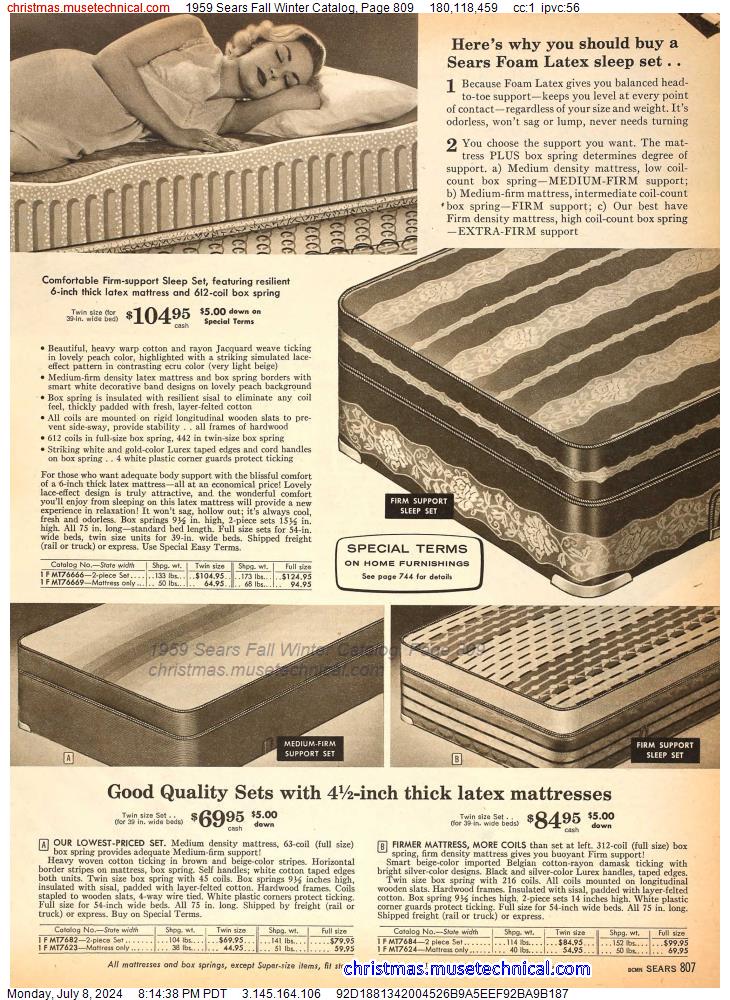 1959 Sears Fall Winter Catalog, Page 809
