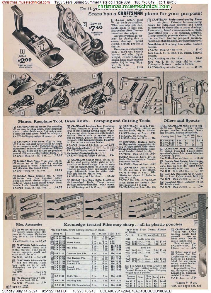 1963 Sears Spring Summer Catalog, Page 839