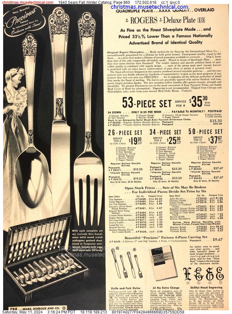 1940 Sears Fall Winter Catalog, Page 860