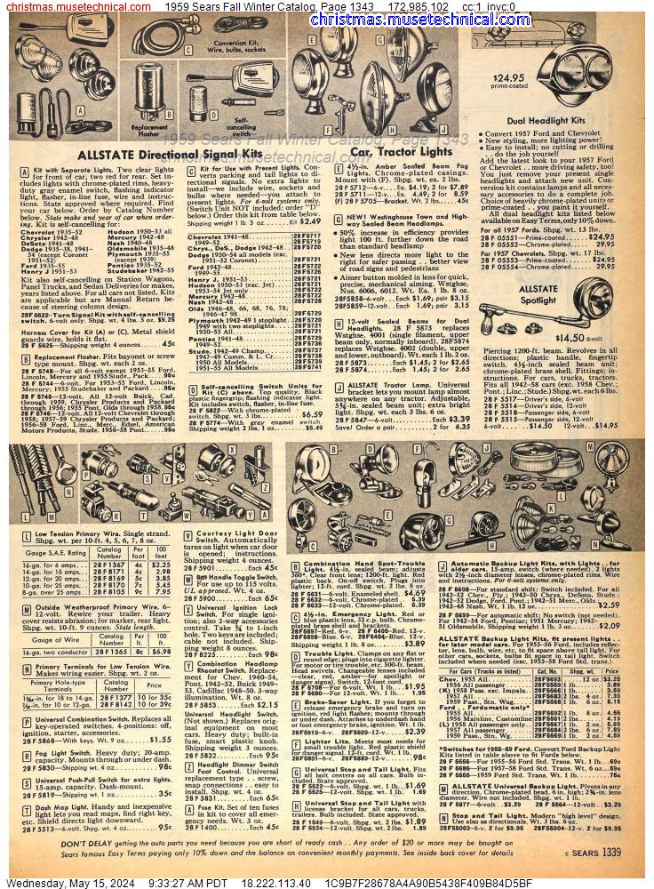 1959 Sears Fall Winter Catalog, Page 1343