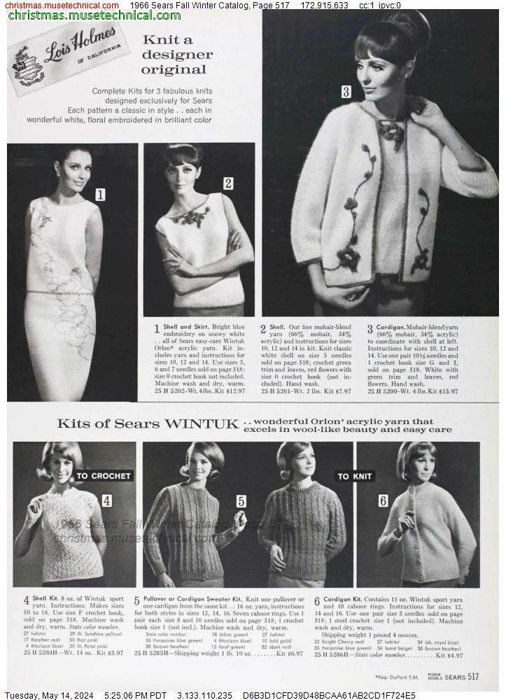1966 Sears Fall Winter Catalog, Page 517
