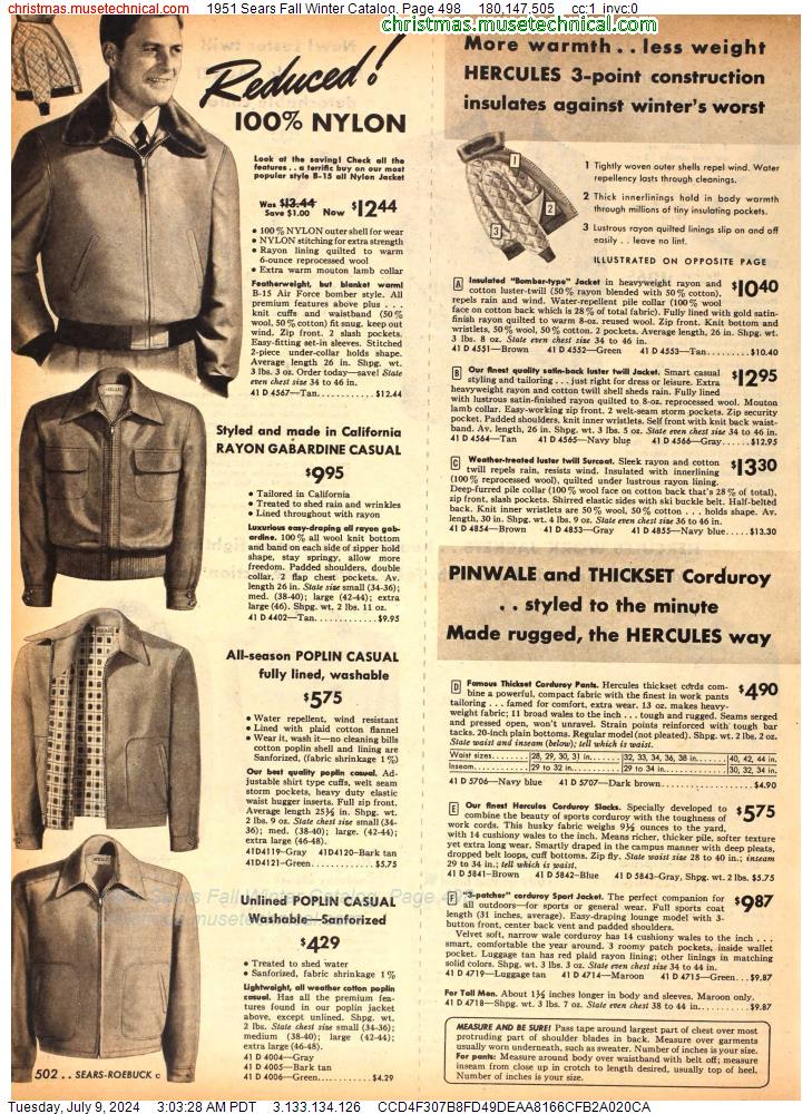 1951 Sears Fall Winter Catalog, Page 498
