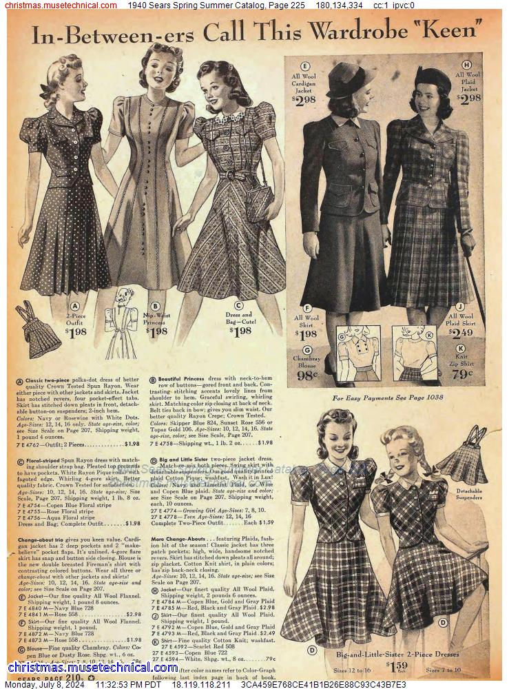 1940 Sears Spring Summer Catalog, Page 225