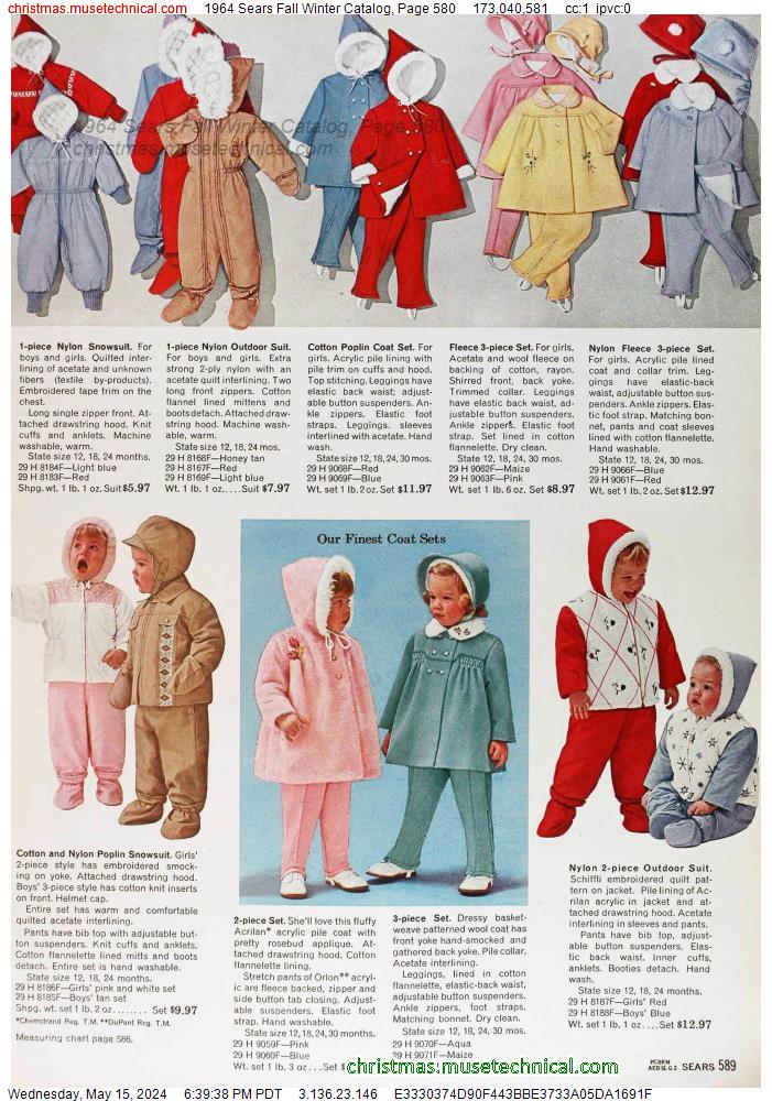1964 Sears Fall Winter Catalog, Page 580