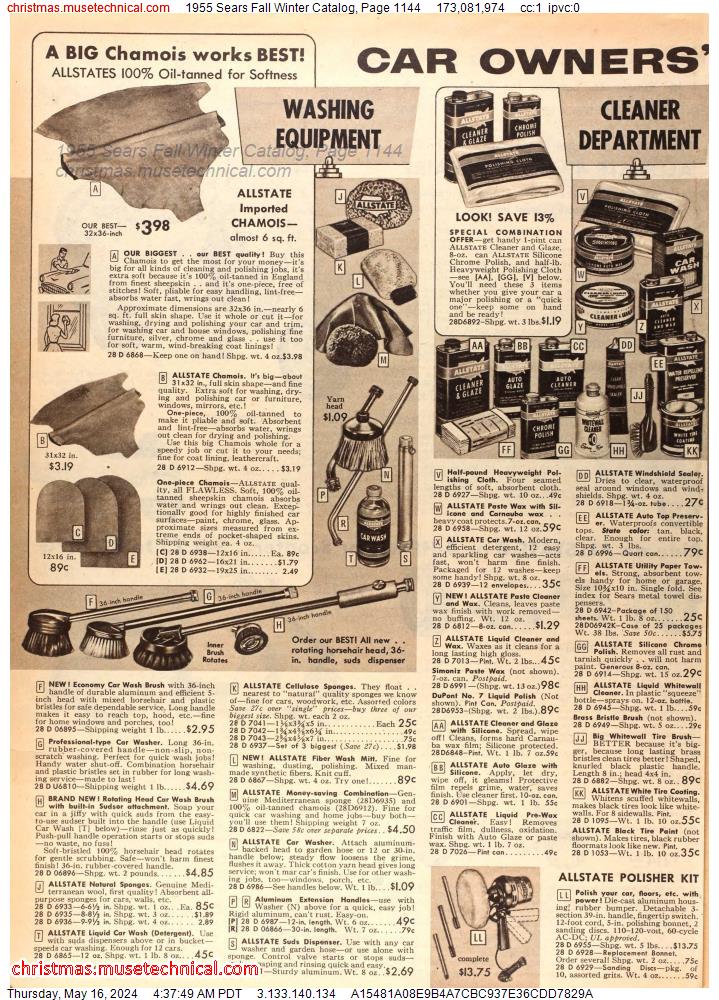 1955 Sears Fall Winter Catalog, Page 1144