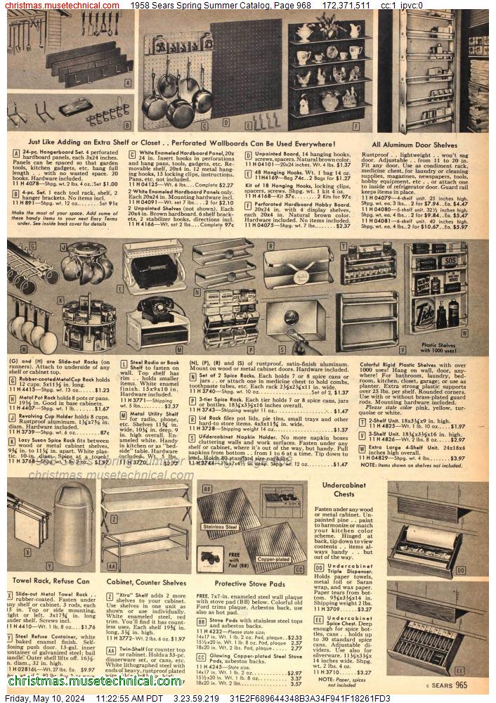 1958 Sears Spring Summer Catalog, Page 968