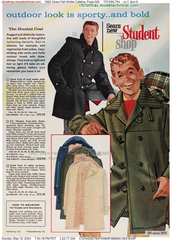 1962 Sears Fall Winter Catalog, Page 562