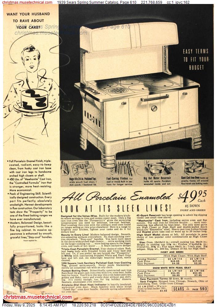 1939 Sears Spring Summer Catalog, Page 610