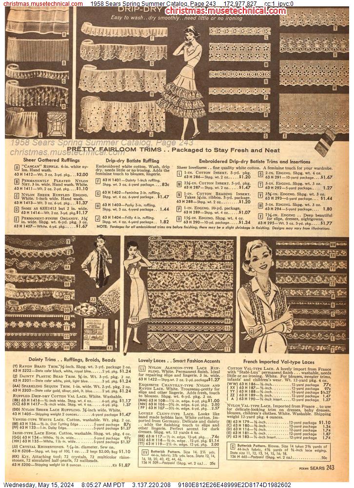 1958 Sears Spring Summer Catalog, Page 243