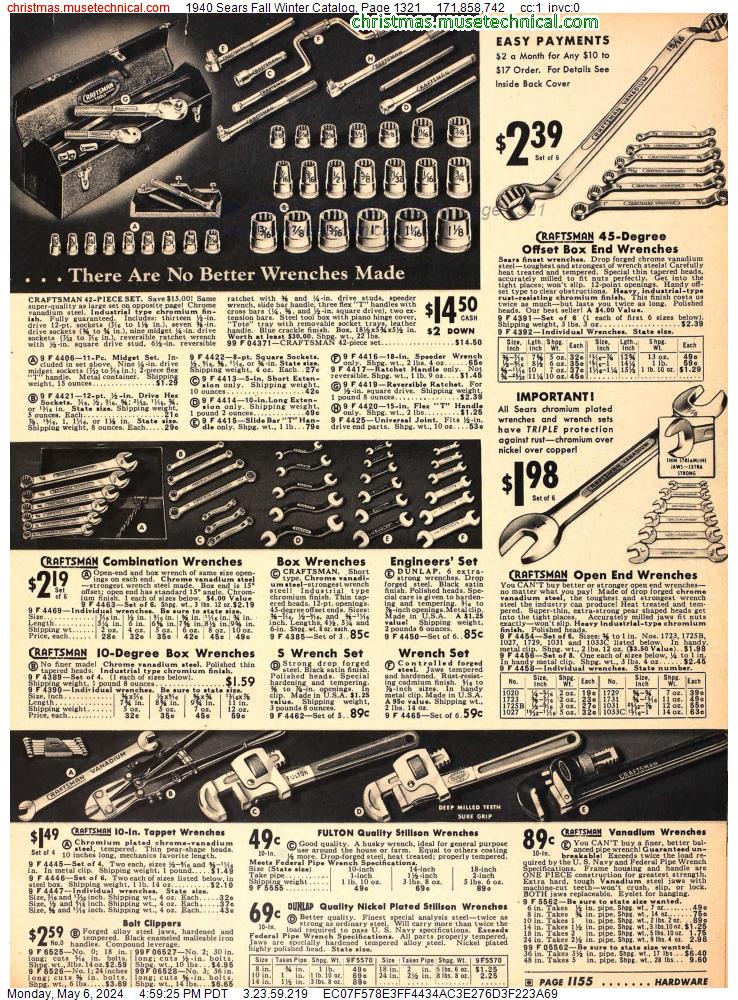 1940 Sears Fall Winter Catalog, Page 1321