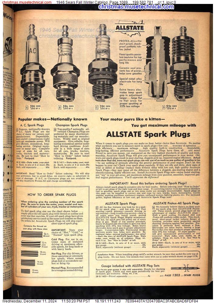 1946 Sears Fall Winter Catalog, Page 1089