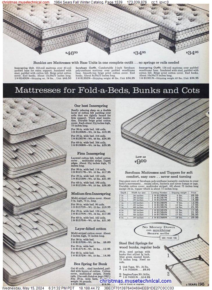1964 Sears Fall Winter Catalog, Page 1539