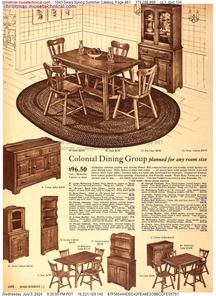 1943 Sears Spring Summer Catalog, Page 861