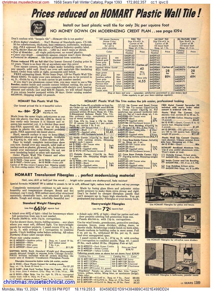 1958 Sears Fall Winter Catalog, Page 1393