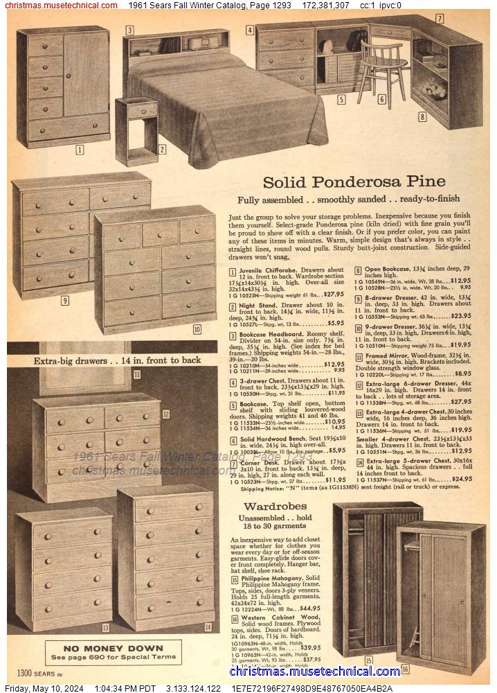 1961 Sears Fall Winter Catalog, Page 1293