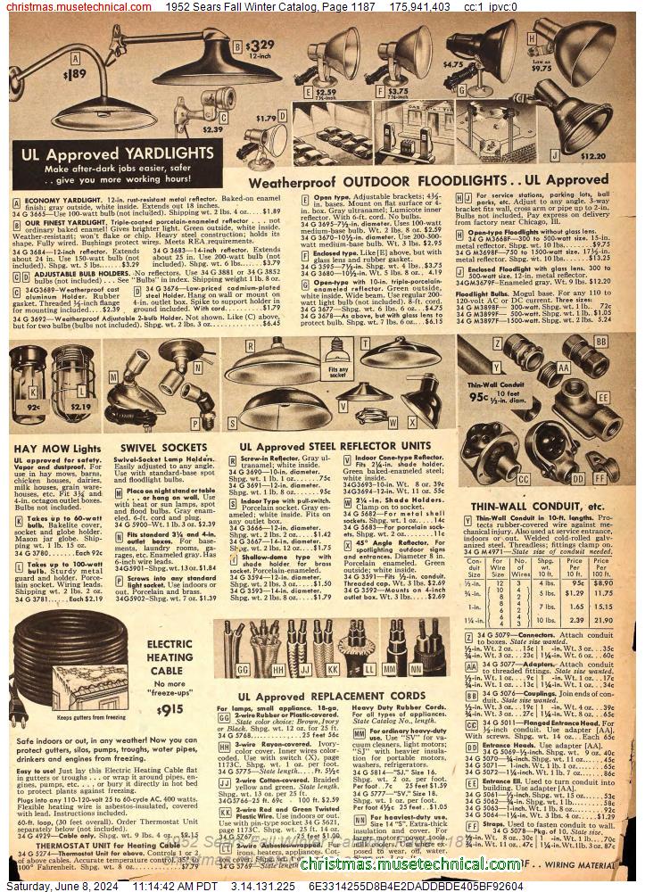 1952 Sears Fall Winter Catalog, Page 1187