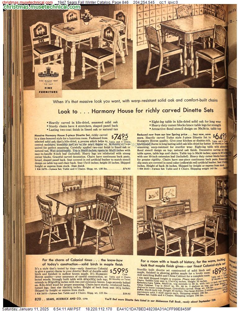 1947 Sears Fall Winter Catalog, Page 846