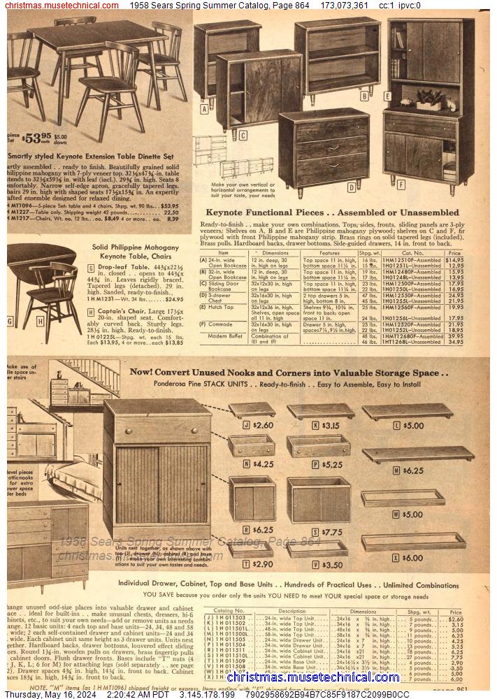 1958 Sears Spring Summer Catalog, Page 864