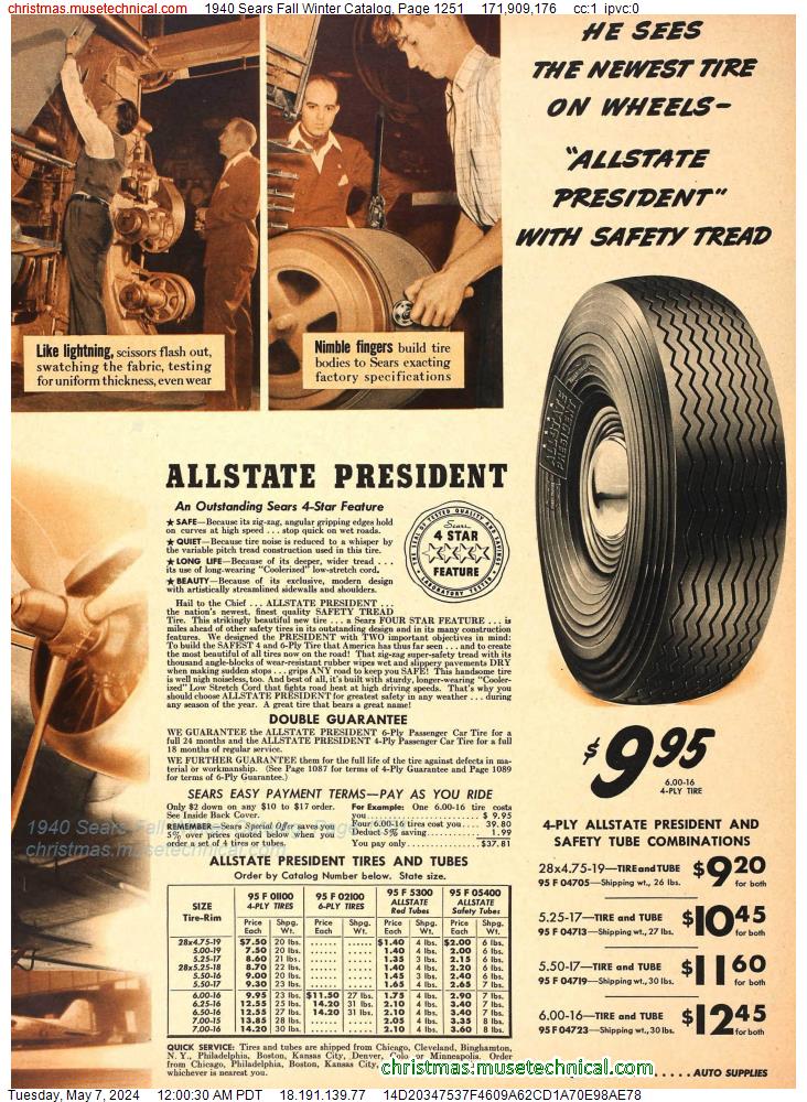1940 Sears Fall Winter Catalog, Page 1251