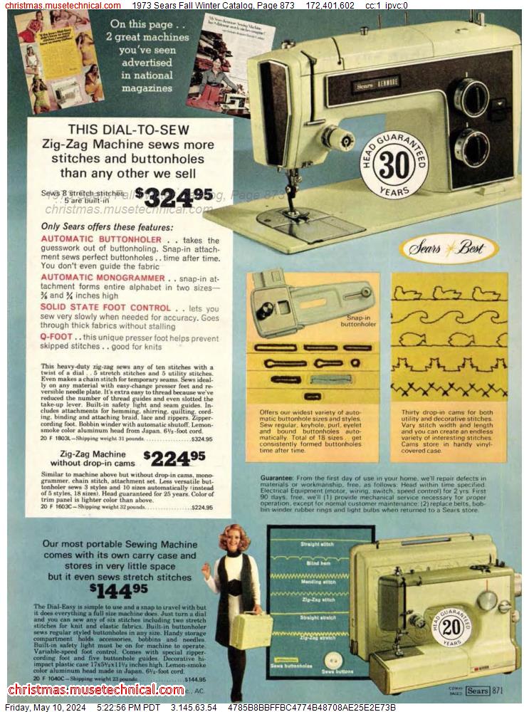 1973 Sears Fall Winter Catalog, Page 873