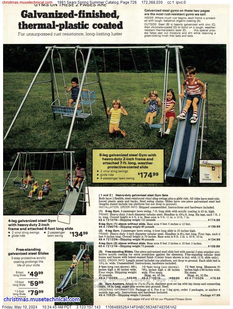 1981 Sears Spring Summer Catalog, Page 726