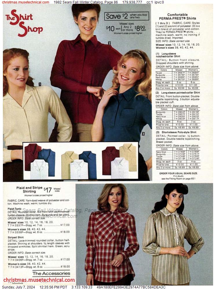 1982 Sears Fall Winter Catalog, Page 86